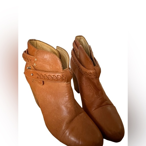 Rag & Bone brown camel Harrow braided belted ankle leather boots - Picture 3 of 11
